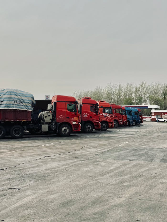 Trucks Parked on a Parking Lot